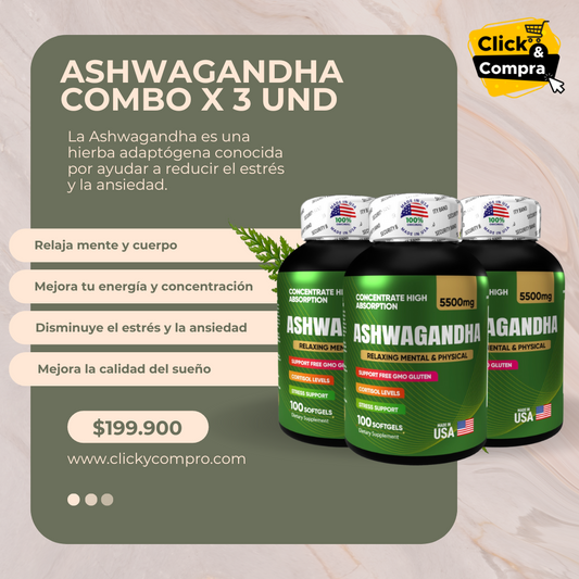 ASHWAGANDHA ORIGINAL CÁPSULAS EN GEL COMBO X3