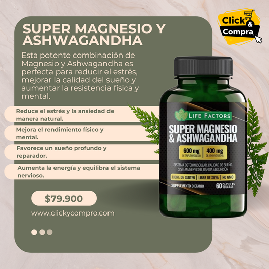 Suplemento Magnesio + Ashwagandha 600Mg